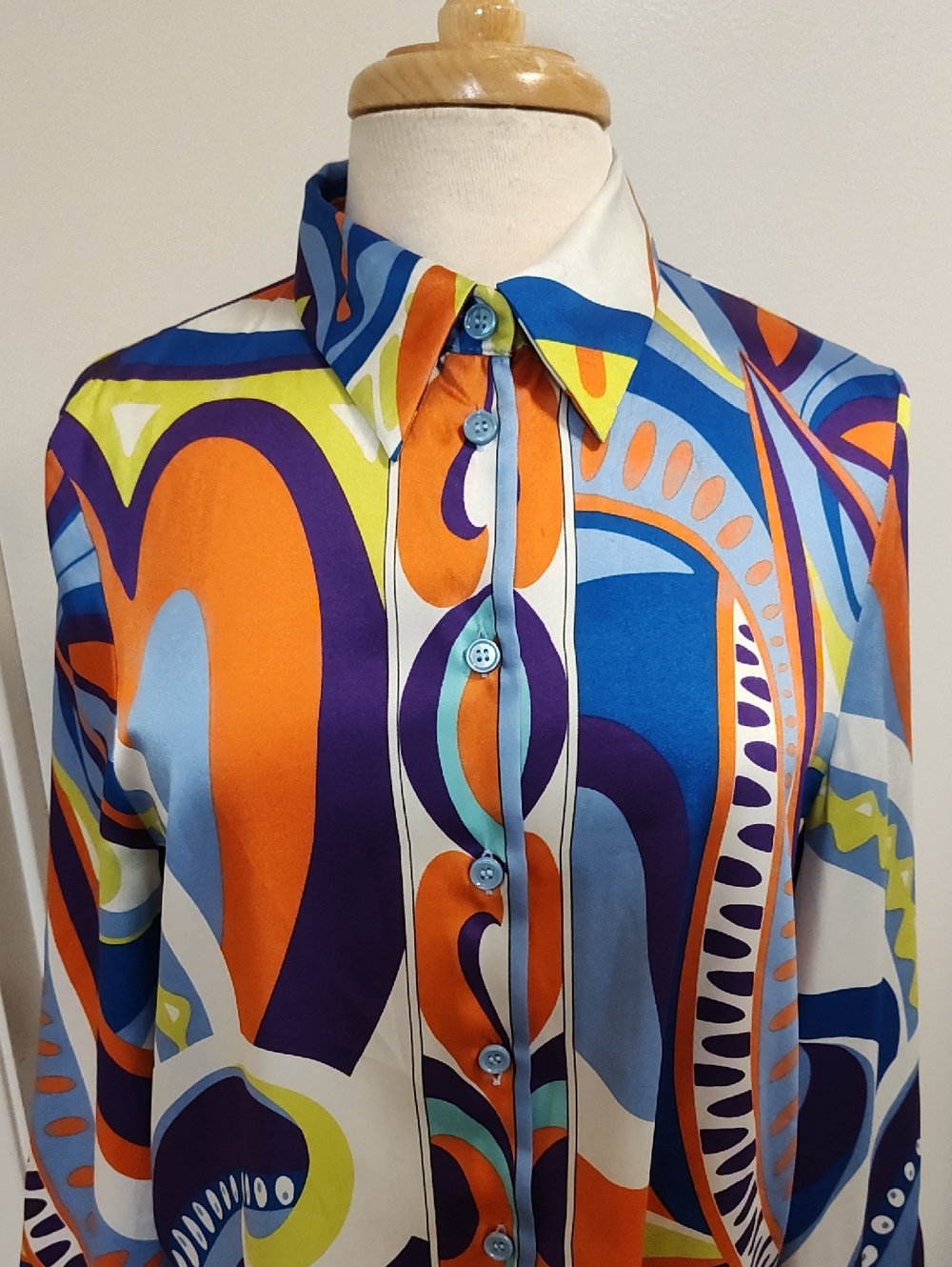 Zara Multicolor Pucci Style Geometric Print Blouse Size M - Picture 2 of 9